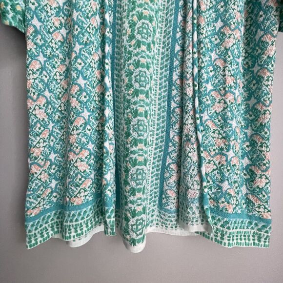 Chico's Open Front Cardigan Size 2 Large Green Colorful Coastal Beachy Artsy - Picture 12 of 12